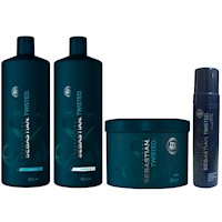 Shampoo 1000ml + Acondicionador + Mascarilla +Mousse Sebastian Twisted